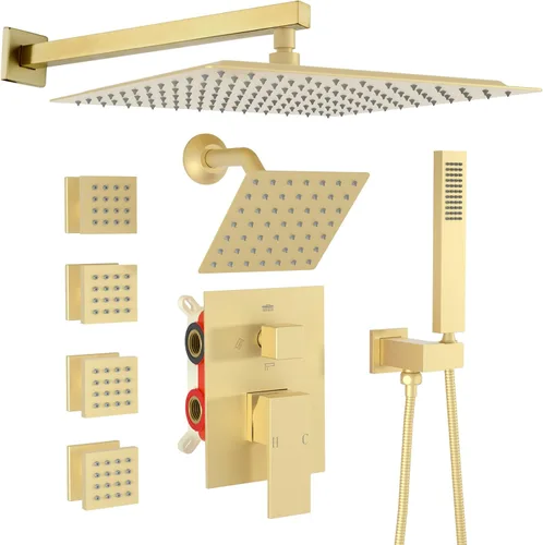 Miniatura 12 de Enga - Sistema de ducha con espray corporal, 12 pulgadas de sistema de cabezal de ducha de lluvia montado en la pared, sistema de chorros de ducha