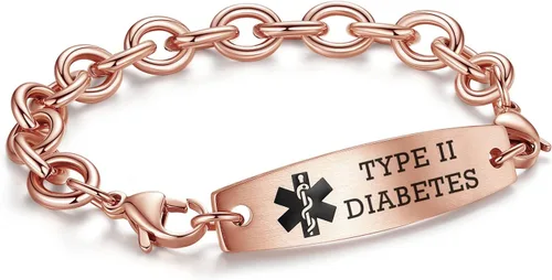 Miniatura 48 de LinnaLove Pulseras de identificación médica intercambiables Cadena de cable de acero inoxidable pulseras de alerta médica personalizables