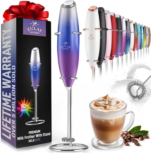 Miniatura 55 de Zulay Milk Boss Espumador de leche potente manual, hace espuma para latte, batidor para mezclar bebidas, café, miniespumador para capuchino, frappé