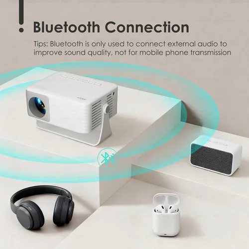 Miniatura 3 de Mini proyector con WiFi y Bluetooth, AKIYO 2026 Proyector actualizado 1080P Full HD, rotación de 360°, Keystone automático, proyector portátil