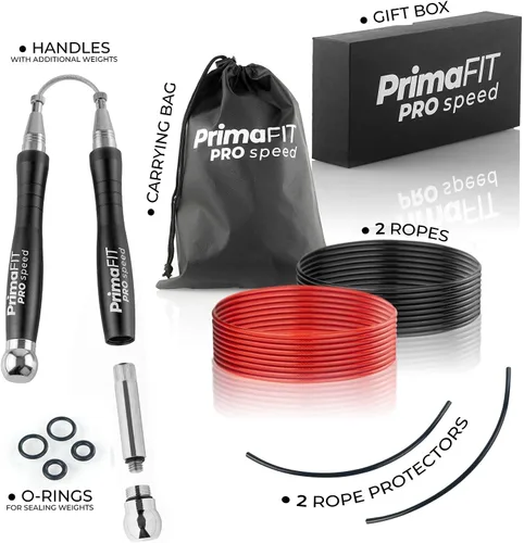 Miniatura 7 de PrimaFIT Jump Rope Pro Speed Skipping Rope Adjustable Adult Jumping Rope Weighted Aluminium Handles for Double Dutch Boxing Workout Crossfit