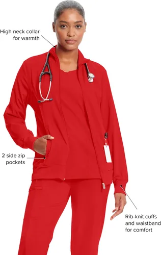 Miniatura 45 de Infinity by Cherokee 2391A - Chaquetas médicas con cremallera frontal para mujer, tela elástica en 4 direcciones