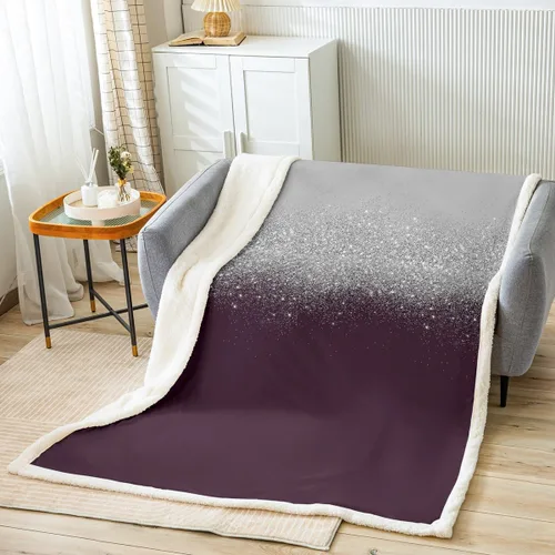 Miniatura 8 de Manfei Manta con purpurina negra y gris para decoración de habitación de niños, niñas, adolescentes, manta moderna de arte abstracto para sofá