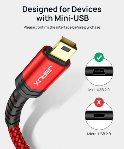 Miniatura 2 de JSAUX Cable mini USB [2 unidades de 3.3 pies + 6.6 pies], USB 2.0 tipo A a Mini B, cable trenzado de carga rápida para GoPro Hero 3+, controlador