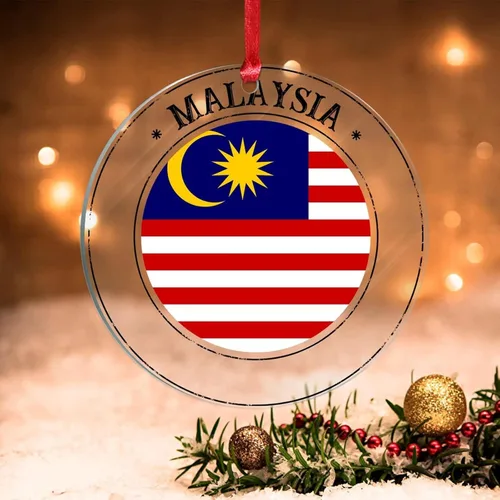 Adornos de Navidad de Malasia, bandera de Malasia, adornos acrílicos, colgante para árbol de Navidad, bandera nacional, recuerdo del país,