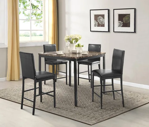 Miniatura 2 de Lexicon Malaya - Mesa de comedor con altura superior de mármol sintético, 40 pulgadas de largo x 40 pulgadas de ancho, marrón