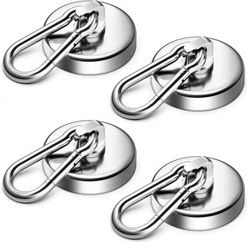 Miniatura 10 de Grtard Paquete de 4 ganchos magnéticos resistentes, ganchos magnéticos fuertes de 70 libras con mosquetón giratorio para cabinas de cruceros