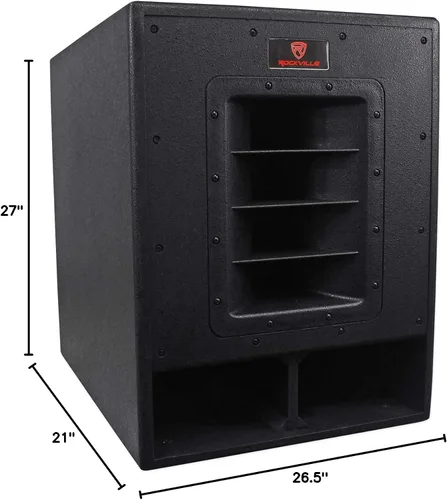 Miniatura 6 de Rockville Subwoofer RBG15FA de 2400 W con alimentación activa, 15 pulgadas, diseño de bocina plegada, 600 W RMS, alta salida SPL, para DJs y eventos