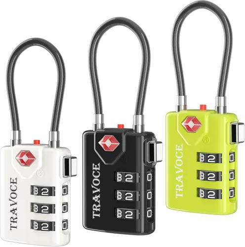 Miniatura 29 de Search Alert - Cerraduras de cable de equipaje de combinación de viaje aprobadas por la TSA para maleta, casillero de gimnasio, caja