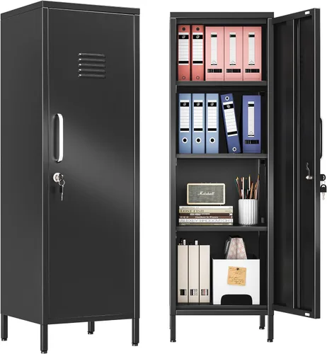 Miniatura 11 de GAIOUS Armario de almacenamiento de armario de metal de 24 pulgadas de alto con 1 puerta, gabinete de almacenamiento de archivos bloqueado con 1