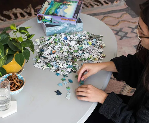 Miniatura 6 de Bob Ross Trapper's Cabin Nature Puzzle para adultos y niños Tablero de rompecabezas de 1000 piezas de Countryside Lake House Rompecabezas