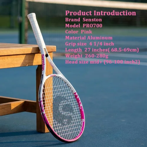 Miniatura 4 de Senston 27 inch Tennis Racket for Adults 1 Pack Tennis Racket Set Tennis Overgrip, Vibration Damper Blanco Rosa