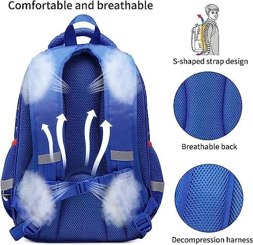 Miniatura 4 de Mochila para niños, mochila de jardín de infantes de 16 pulgadas, mochila de varios compartimentos, correa de pecho bolsillos laterales, 7 Mochila