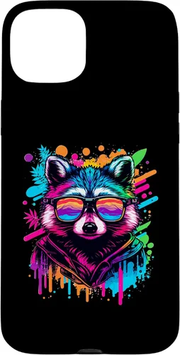 Miniatura 9 de Rainbow Raccoon Sunglasses Vaporwave Synthwave Retrowave Case for iPhone 17 Pro