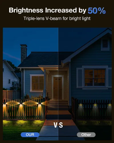 Miniatura 2 de Luces de Valla Solares Impermeables para Exteriores de 3 Lados LED para Pared y Paisajismo para Patio, Terraza, Patio, Barandilla, Garaje, Piscina