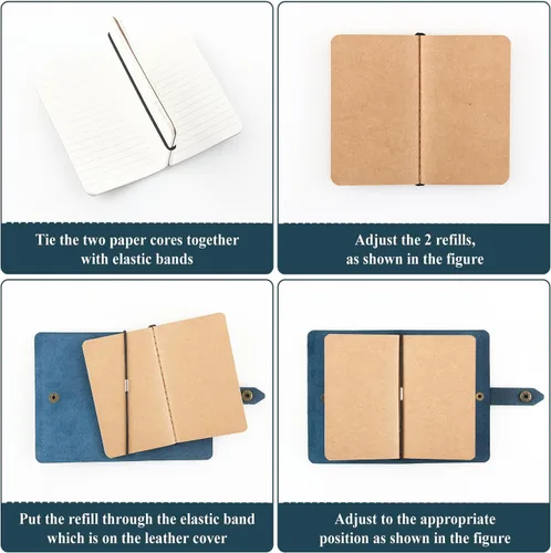 Miniatura 3 de MY MEMORY Cuaderno de bolsillo de cuero hecho a mano, cuaderno de viaje pequeño de cuero genuino, mini bloc de notas de papel rayado para mujeres