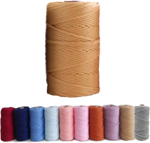 Miniatura 11 de Cuerda de macramé 21S de 0.157 in x 328.1 ft, cuerda trenzada de algodón 100% puro de lujo, cuerda trenzada para manualidades, colgar en la pared