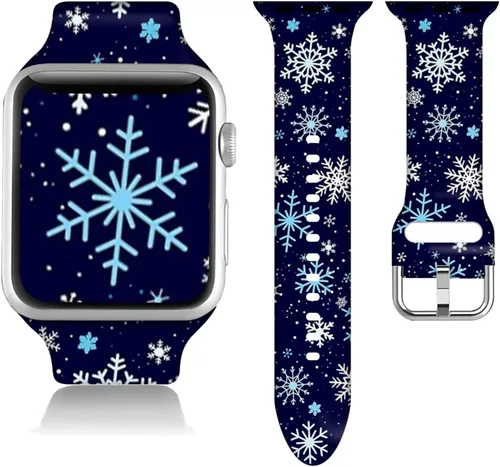Miniatura 34 de Compatible con Apple Watch de copo de nieve de 38/40/41/42/44/45/46/1.929 in para mujeres y hombres, correa de repuesto de silicona suave para Hojas