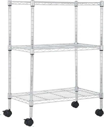 Miniatura 10 de Estantería de alambre resistente de 6 niveles, capacidad de 2100 libras, estante de almacenamiento de metal NSF ajustable con ruedas, 45 pulgadas
