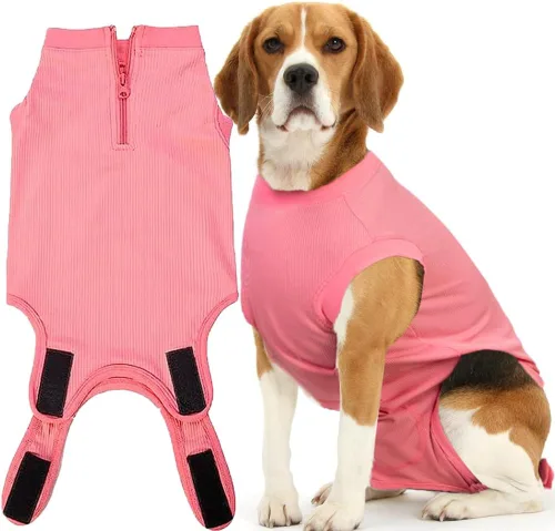Miniatura 14 de Traje de Recuperación Wabdhaly para Perros, Traje de Cone de Perro con Cremallera Alternativa para Cirugía de Esterilización Femenina, Traje