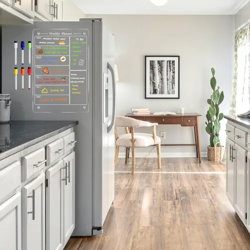 Miniatura 6 de JonXon Tablero magnético de menú acrílico de 8 x 12 pulgadas para cocina, calendario semanal acrílico para refrigerador, planificador de comidas