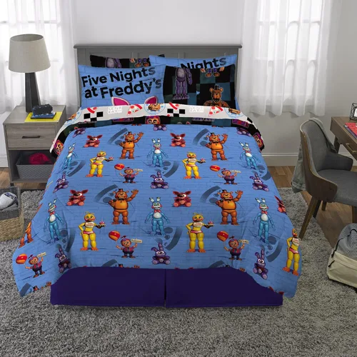 Miniatura 6 de Franco - Juego de edredón y sábanas supersuaves con funda, para niños, 7 piezas, tamaño matrimonial, Five Nights At Freddy's Cinco noches en Freddy's