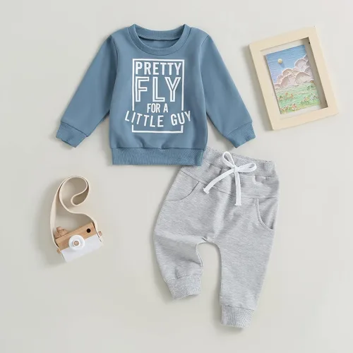 Miniatura 2 de Ropa para bebé niño otoño 6, 12, 18, 24 meses, fútbol de manga larga, conjuntos de tops y pantalones para niños pequeños