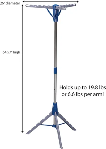 Miniatura 3 de Household Essentials 5009-1 Tendedero portátil plegable para interiores con trípode para colgar ropa Plata y azul tamaño mediano