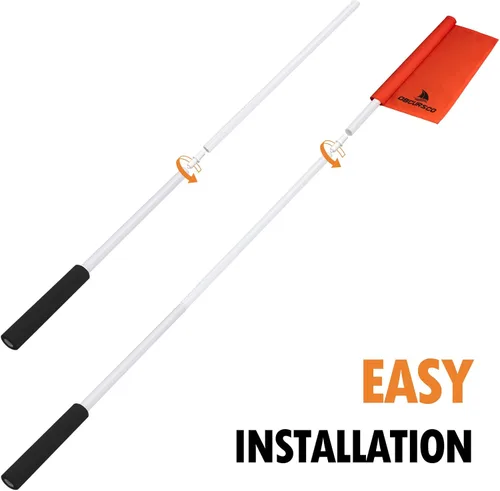 Miniatura 7 de Obcursco Bandera de barco naranja de 48 pulgadas con poste, bandera flotante de esquí acuático de 12 x 18 pulgadas, esquiador de 3 secciones