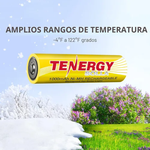Miniatura 3 de Tenergy Solla - Batería recargable NiMH AA, 1000 mAh, baterías solares para luces de jardín solares, anti-fuga, durabilidad al aire libre, más de 5