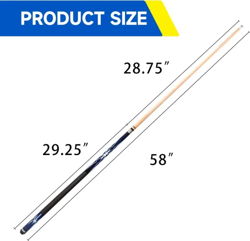 Miniatura 6 de GSE Games & Sports Expert 58" 2-Piece Canadian Maple Hardwood Billiard Pool Cue Sticks for Men/Women, House or Commercial/Bar Use