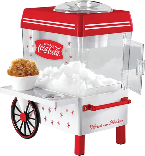 Nostalgia Coca-Cola Máquina de Raspados de Nieve de Hielo Raspado - Máquina de Granizados Retro de Mesa Coke Hace 20 Golosinas Heladas - Incluye 2