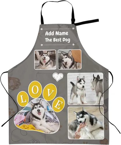 Miniatura 21 de Delantales personalizados con dos bolsillos para mujeres y hombres, delantales personalizados impresos con texto fotográfico para cocinero de cocina