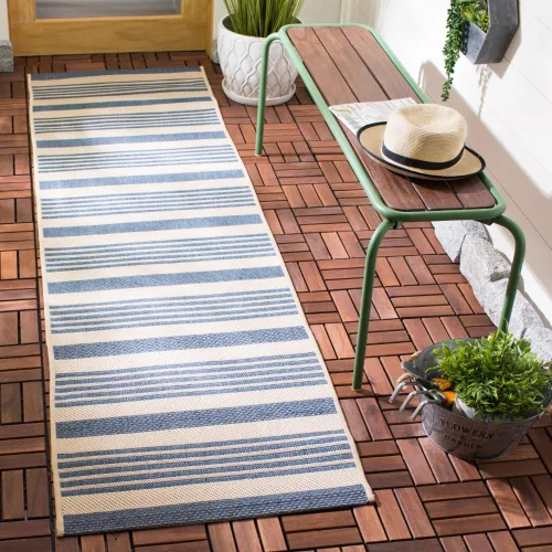 Miniatura 60 de SAFAVIEH Courtyard Collection - Alfombra decorativa, 2.3 x 5 pies, beige y verde oscuro, para interior/exterior, resistente a la intemperie