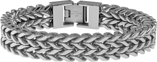 Metro Jewelry Pulsera de cadena de cola de zorro de doble fila para hombre en acero inoxidable con chapado iónico antiguo o negro, 8.25 pulgadas de
