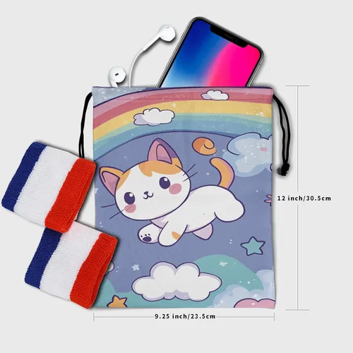 Miniatura 62 de Bolsa de agarre de gimnasia de piel de animal, bolsa de gimnasia con cordón ajustable, bolsa de cuerda para fauna silvestre, Mariposas Galaxy