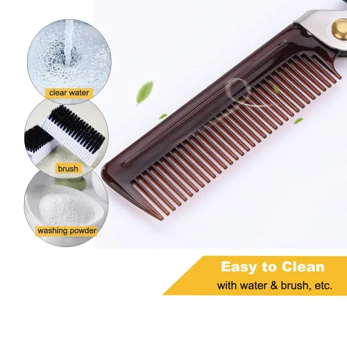 Miniatura 7 de Peine plegable de acero inoxidable, peine de bolsillo para hombres y mujeres, plateado