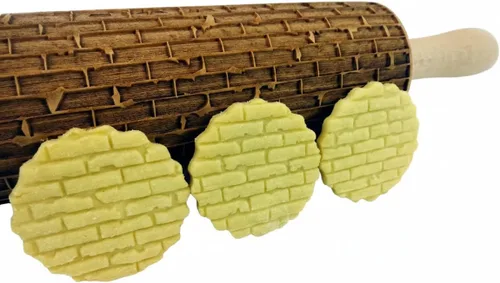 Rodillo de Repostería con Relieve de LADRILLOS. Rodillo para Masa Grabado con Láser con Patrón de Pared para Galletas en Relieve o Cerámica por