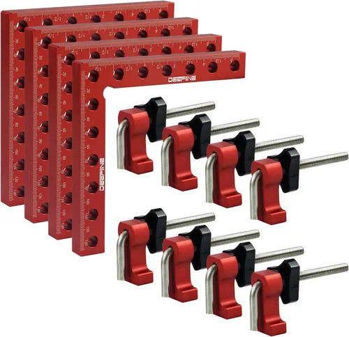 Miniatura 7 de Paquete de 4 abrazaderas de esquina de 90 grados de 5.5 pulgadas para carpintería Aluminum Alloy Positioning Squares, Clamping Right Angle Clamps