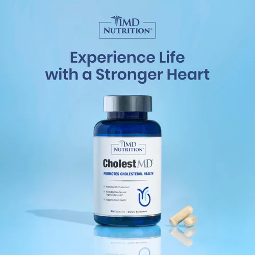 Miniatura 6 de 1MD Nutrition CholestMD con extracto de hoja de olivo, Bergavit, niacina, ajo 60 cápsulas