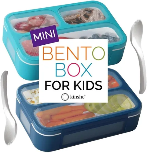 Miniatura 17 de Contenedor de aperitivos con purpurina para niños, mini lonchera Bento, pequeñas cajas a prueba de fugas para aperitivos y almuerzos de niñas Rosa