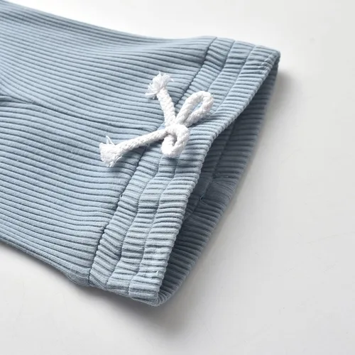 Miniatura 6 de Derouetkia Conjunto de ropa de algodón acanalado de manga larga y pantalones para bebé recién nacido