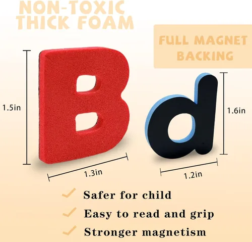 Miniatura 3 de Letras magnéticas del alfabeto para el aula, 238 imanes de color minúsculas para refrigerador, letra magnética ABC de doble cara para niños de 3