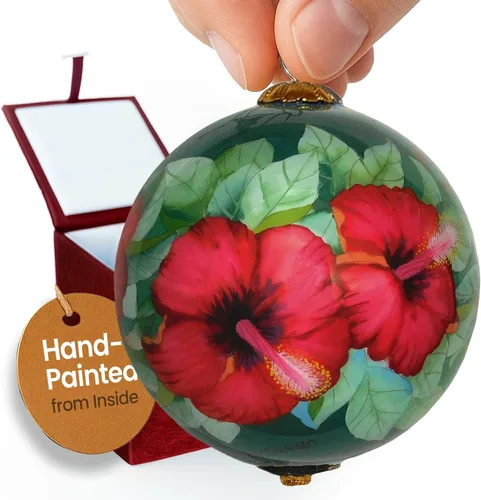 Miniatura 15 de Cornucopia Maui ornamento de Navidad de cristal pintado a mano con caja de regalo, recuerdo coleccionable CC/M