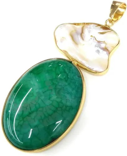Miniatura 4 de LE SKY colgantes de piedra natural perlas de agua dulce y concha de abulón colgantes para la fabricación de joyas 31X76mm (2 PCS)., Piedra Perla
