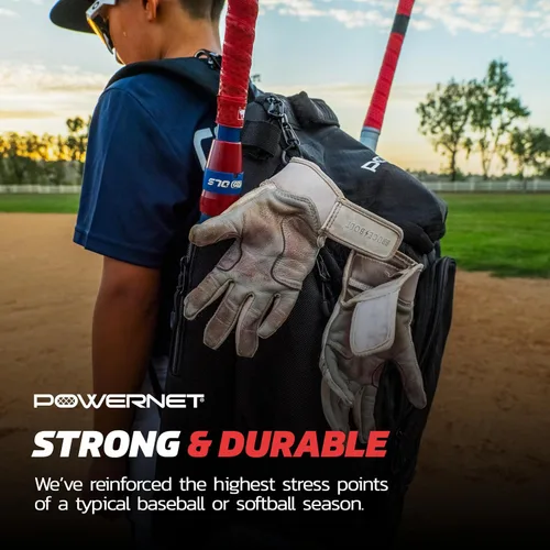 Miniatura 5 de PowerNet Surge Softball Baseball Bag, Dual Bat & Gear Travel Backpack, Baseball Equipment Bat Bag, Baseball Softball Backpack with Dugout Fence
