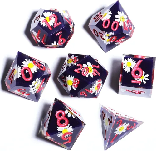 Miniatura 18 de Mini Planet Poliédrico MTG Sharp Edge Liquid Core Dungeons and Dragons RPG Resina Hecho a Mano 7Pcs DND Juego de dados
