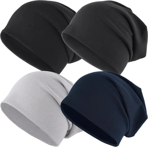 Miniatura 18 de EINSKEY Gorro ligero holgado para hombres y mujeres, gorro de algodón fino de gran tamaño, gorro de quimioterapia, gorro para dormir nocturno