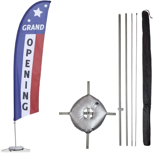 Miniatura 11 de Vispronet Kit de bandera de plumas de globo de gran apertura, asta de bandera Swooper de 13 pies con estaca para el suelo, base cruzada, bolsa
