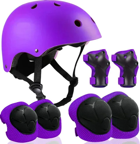 Miniatura 16 de Casco ajustable para niños de 3 a 16 años, niños pequeños, niños y niñas, equipo de protección con rodilleras, coderas y muñequeras para múltiples 1